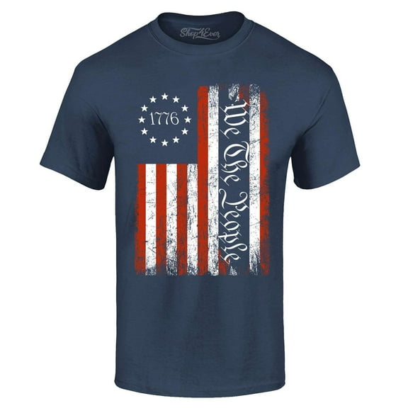 Shop4Ever Men's We The People American Flag Graphic T-shirt XXX-Large Navy
