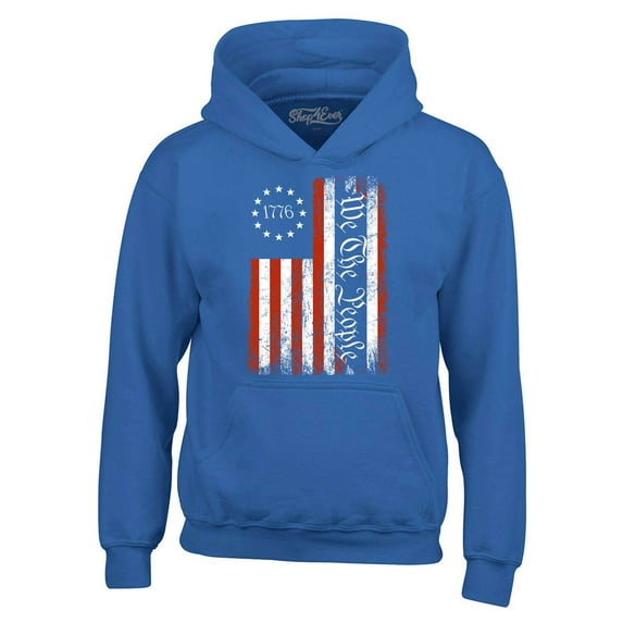 Shop4Ever Men's We The People American Flag Hooded Sweatshirt Hoodie Small Royal Blue