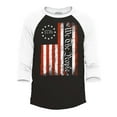 thumbnail image 1 of Shop4Ever Men's We The People American Flag Raglan Baseball Shirt X-Large Black/White, 1 of 4