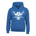 thumbnail image 1 of Shop4Ever Men's White Pirate Captain Skull with Scimitars Hooded Sweatshirt Hoodie Large Royal Blue, 1 of 5