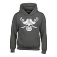 thumbnail image 1 of Shop4Ever Men's White Pirate Captain Skull with Scimitars Hooded Sweatshirt Hoodie X-Large Charcoal, 1 of 5
