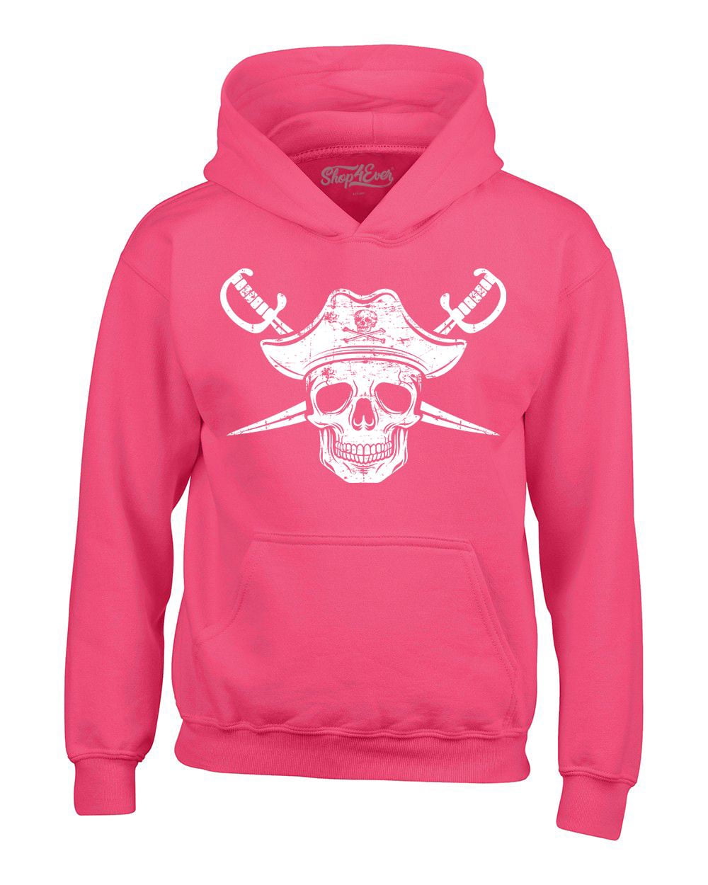 Shop4Ever Men's White Pirate Captain Skull with Scimitars Hooded ...