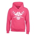 thumbnail image 1 of Shop4Ever Men's White Pirate Captain Skull with Scimitars Hooded Sweatshirt Hoodie XXX-Large Heliconia Pink, 1 of 5