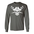 thumbnail image 1 of Shop4Ever Men's White Pirate Captain Skull with Scimitars Long Sleeve Shirt Large Charcoal, 1 of 5