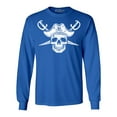 thumbnail image 1 of Shop4Ever Men's White Pirate Captain Skull with Scimitars Long Sleeve Shirt Large Royal Blue, 1 of 5