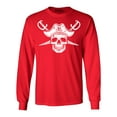 thumbnail image 1 of Shop4Ever Men's White Pirate Captain Skull with Scimitars Long Sleeve Shirt X-Large Red, 1 of 5