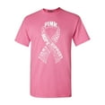 thumbnail image 1 of Shop4Ever Men's White Ribbon Montage Word Cloud Breast Cancer Graphic T-shirt XX-Large Azalea Pink, 1 of 5