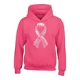 thumbnail image 1 of Shop4Ever Men's White Ribbon Montage Word Cloud Breast Cancer Hooded Sweatshirt Hoodie Small Heliconia Pink, 1 of 5