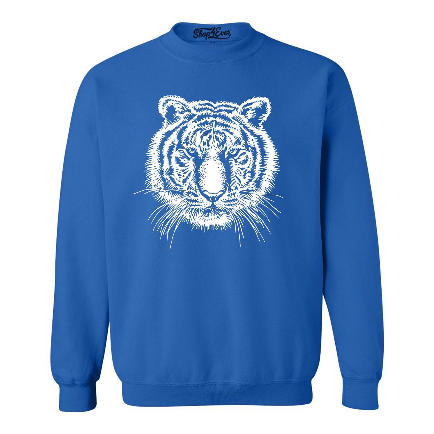 Shop4Ever Men's White Tiger Crewneck Sweatshirt XXXX-Large Black