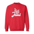 thumbnail image 1 of Shop4Ever Men's Y'all Need Jesus Crewneck Sweatshirt Large Red, 1 of 5