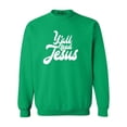 thumbnail image 1 of Shop4Ever Men's Y'all Need Jesus Crewneck Sweatshirt Small Irish Green, 1 of 5