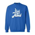 thumbnail image 1 of Shop4Ever Men's Y'all Need Jesus Crewneck Sweatshirt Small Royal Blue, 1 of 5