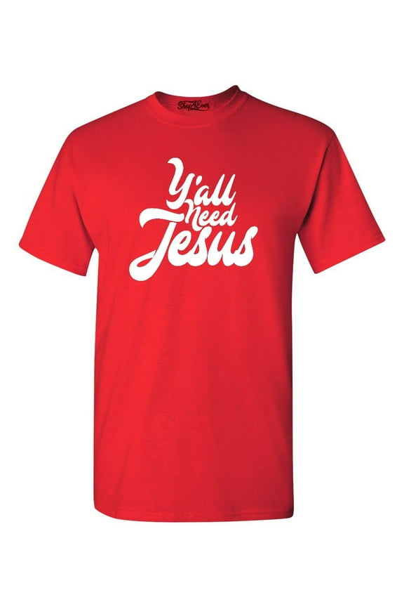 Men's Y'all Need Jesus Graphic T-shirt X-Large Red