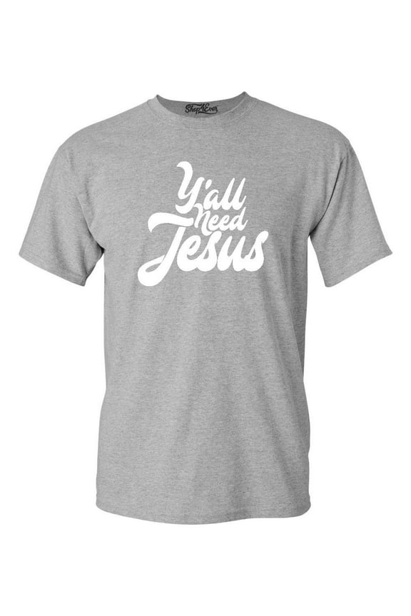 Men's Y'all Need Jesus Graphic T-shirt XXX-Large Sports Grey