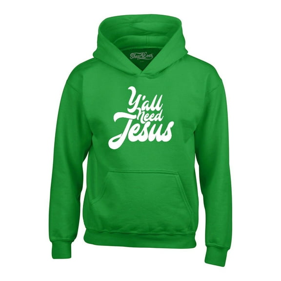 Shop4Ever Men's Y'all Need Jesus Hooded Sweatshirt Hoodie Medium Irish Green