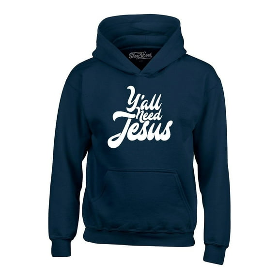 Shop4Ever Men's Y'all Need Jesus Hooded Sweatshirt Hoodie XX-Large Navy