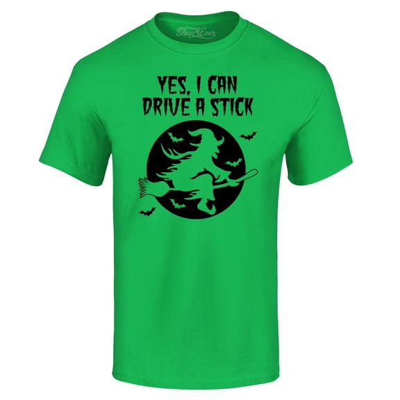 Shop4Ever Men's Yes, I Can Drive A Stick Graphic T-shirt XXXX-Large Irish Green