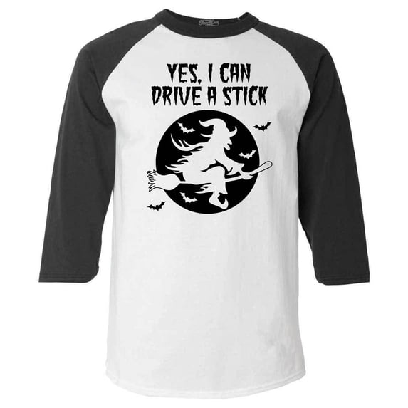 Shop4Ever Men's Yes, I Can Drive A Stick Raglan Baseball Shirt XX-LargeWhite/Black