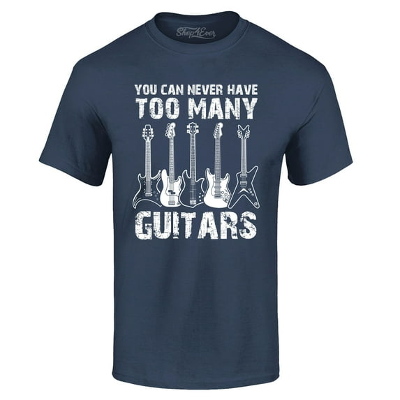 Shop4Ever Men's You Can Never Have Too Many Guitars Musician Guitarist Graphic T-shirt XXX-Large Navy