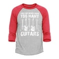 thumbnail image 1 of Shop4Ever Men's You Can Never Have Too Many Guitars Musician Guitarist Raglan Baseball Shirt Medium Heather Grey/Red, 1 of 4