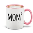 thumbnail image 1 of Shop4Ever® Mom Squared Mother of 2 Ceramic Coffee Mug Cup Gift for Mom of Three (Pink Handle 11 oz.), 1 of 4