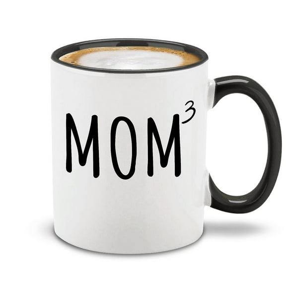 Shop4Ever® Mom Squared Mother of 3 Ceramic Coffee Mug Cup Gift for Mom of Three (Black Handle 11 oz.)