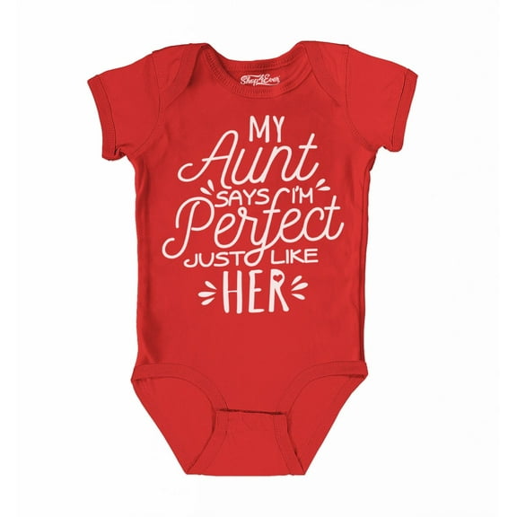 Shop4Ever My Aunt Says I'm Perfect Like Her Baby's Bodysuit Infant Cotton Romper 24 Months Red