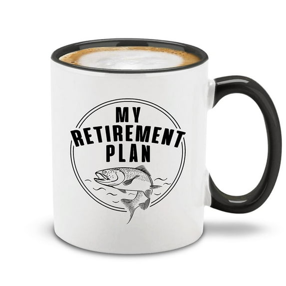 Shop4Ever My Retirement Plan Fishing Novelty Ceramic Coffee Mug Tea Cup Gift Fisherman Retiree Gift (Black Handle 11 oz.)