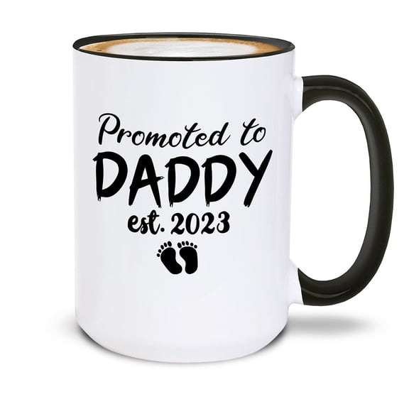 Shop4Ever Promoted To Daddy Est 2023 Ceramic Coffee Tea Mug Cup 15 oz. Funny Gift for Him, New Dad, New Daddy, Husband