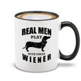thumbnail image 1 of Shop4Ever® Real Men Play With There Wiener Ceramic Coffee Mug Funny Dachshund Weiner Dog Dad Gift (Black Handle 11 oz.), 1 of 4