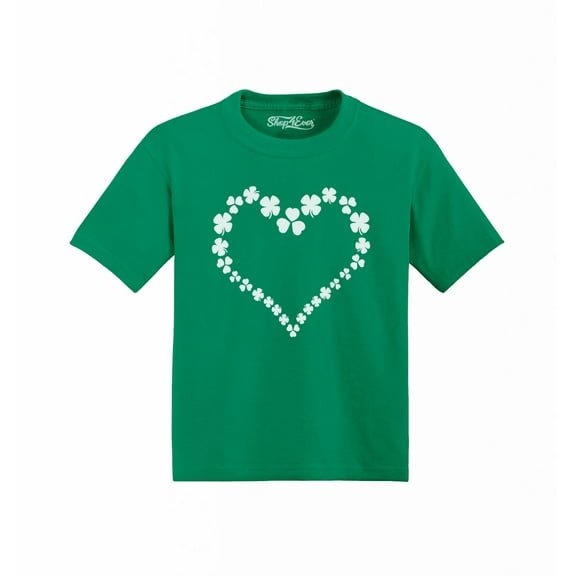 Shop4Ever Shamrock Clover Heart St. Patrick's Day Toddler's Cotton T-Shirt 2T Green