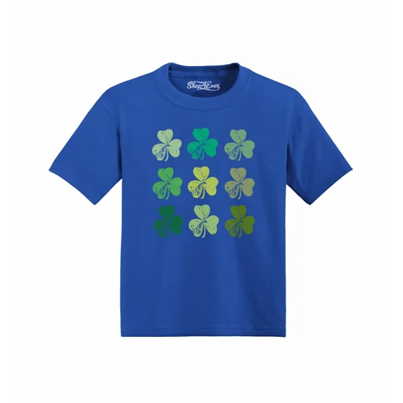 Shop4Ever Shamrock Green Clovers St. Patrick's Day Toddler's Cotton T-Shirt 4T Royal Blue