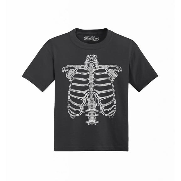 Shop4Ever Skeleton Ribcage Costume Toddler's Cotton T-Shirt 5T/6T Black