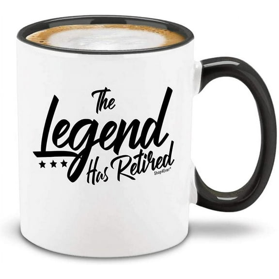 Shop4Ever The Legend Has Retired Black Handle Ceramic Coffee Mug Tea Cup Funny Retirement Mug (11oz.)