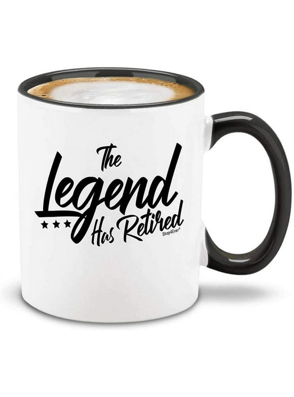 Shop4Ever The Legend Has Retired Black Handle Ceramic Coffee Mug Tea Cup Funny Retirement Mug (11oz.)