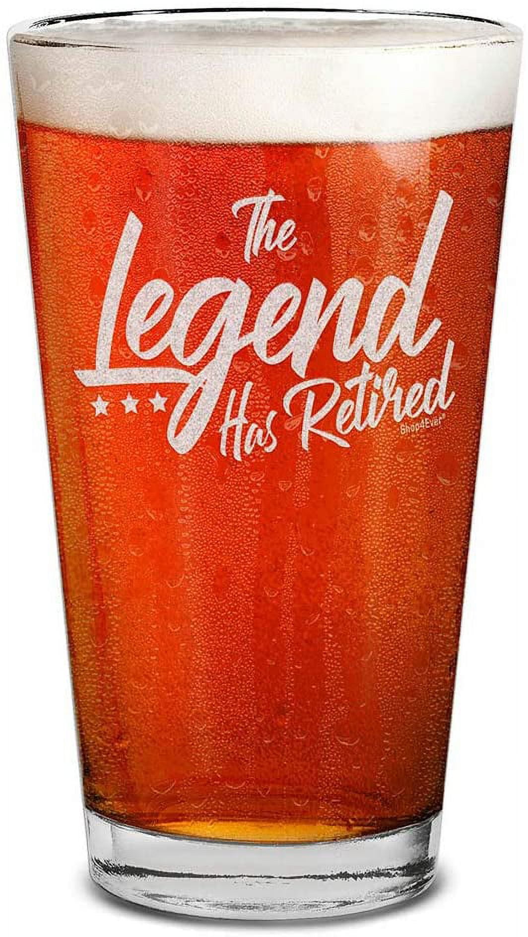 Shop4Ever The Legend Has Retired Laser Engraved Beer Pint Glass
