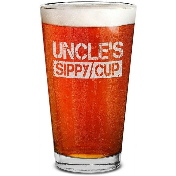 Shop4Ever Uncle's Sippy Cup Laser Engraved Beer Pint Glass New Uncle To Be Promoted To Uncle (16 oz.)