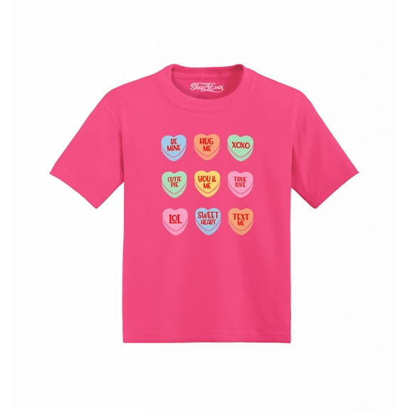 Shop4Ever Valentine's Day Candy Hearts Toddler's Cotton T-Shirt 4T Hot Pink