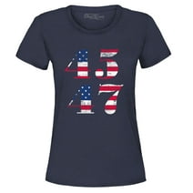 Shop4Ever Women's 45 47 Graphic T-Shirt Large Navy