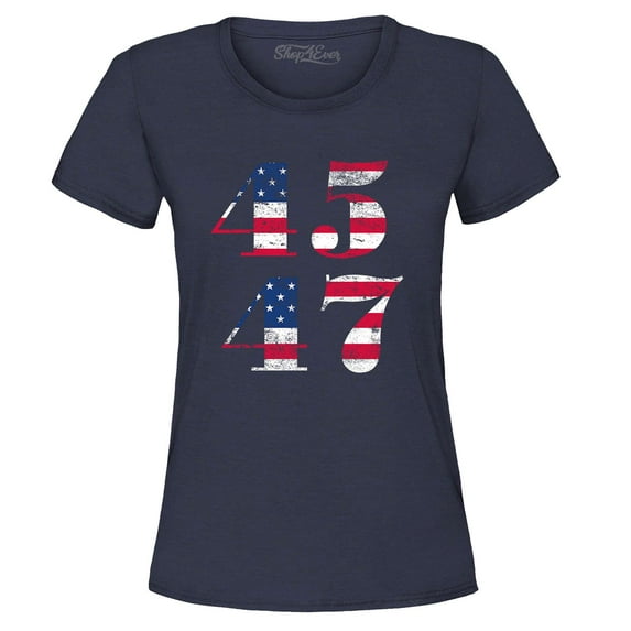Shop4Ever Women's 45 47 Graphic T-Shirt Small Navy