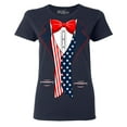 thumbnail image 1 of Shop4Ever Women's 4th of July USA Tuxedo American Flag Costume Graphic T-Shirt XX-Large Navy, 1 of 5