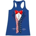 thumbnail image 1 of Shop4Ever Women's 4th of July USA Tuxedo American Flag Costume Racerback Tank Top X-Large Royal Blue, 1 of 5