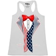 thumbnail image 1 of Shop4Ever Women's 4th of July USA Tuxedo American Flag Costume Racerback Tank Top X-Large White, 1 of 5