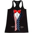 thumbnail image 1 of Shop4Ever Women's 4th of July USA Tuxedo American Flag Costume Racerback Tank Top XX-Large Black, 1 of 5