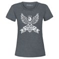 thumbnail image 1 of Shop4Ever Women's America First Eagle USA Patriotic Graphic T-Shirt Small Dark Heather, 1 of 5