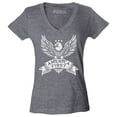 thumbnail image 1 of Shop4Ever Women's America First Eagle USA Patriotic Slim Fit V-Neck T-Shirt X-Large Heather Charcoal, 1 of 5