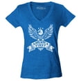 thumbnail image 1 of Shop4Ever Women's America First Eagle USA Patriotic Slim Fit V-Neck T-Shirt X-Small Heather Royal Blue, 1 of 5