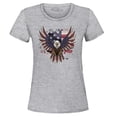 thumbnail image 1 of Shop4Ever Women's American Bald Eagle USA Flag Graphic T-Shirt Medium Sports Grey, 1 of 5