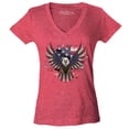 thumbnail image 1 of Shop4Ever Women's American Bald Eagle USA Flag Slim Fit V-Neck T-Shirt Small Heather Red, 1 of 5