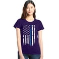 thumbnail image 1 of Shop4Ever Women's American Flag Blue Line Patriotic 4th of July Graphic T-Shirt Medium Purple, 1 of 5